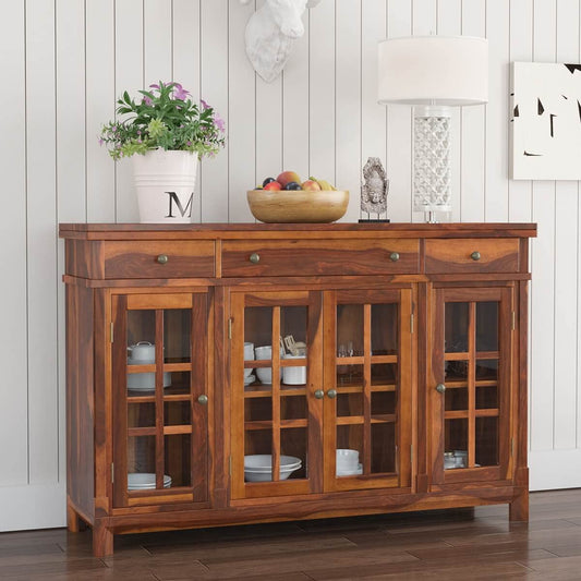 Woodmarwar Solid Sheesham Wood Sideboard With Storage for Living Room Furniture