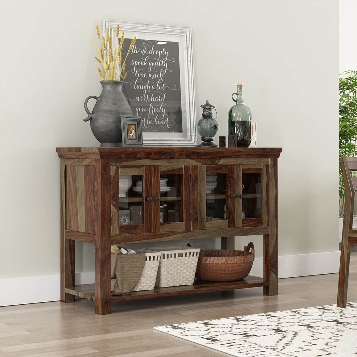 Woodmarwar Solid Sheesham Wood Sideboard With Storage for Living Room Furniture