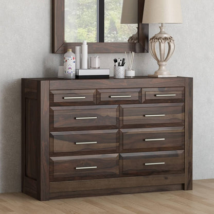 WoodMarwar Solid Sheesham Wood Chest of Drawer 10 Drawers Dresser for Home & Living Room