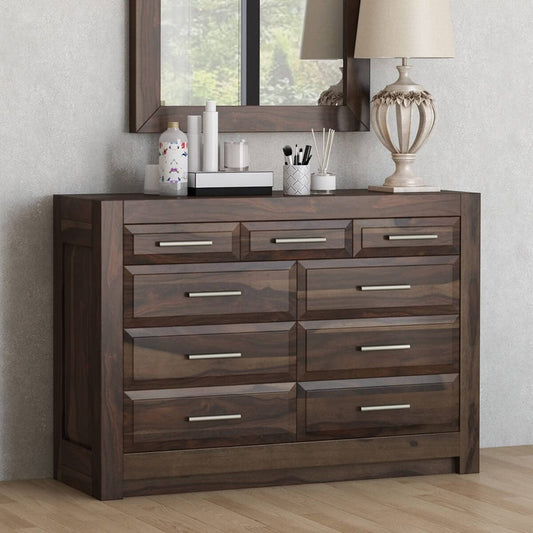 WoodMarwar Solid Sheesham Wood Chest of Drawer 10 Drawers Dresser for Home & Living Room