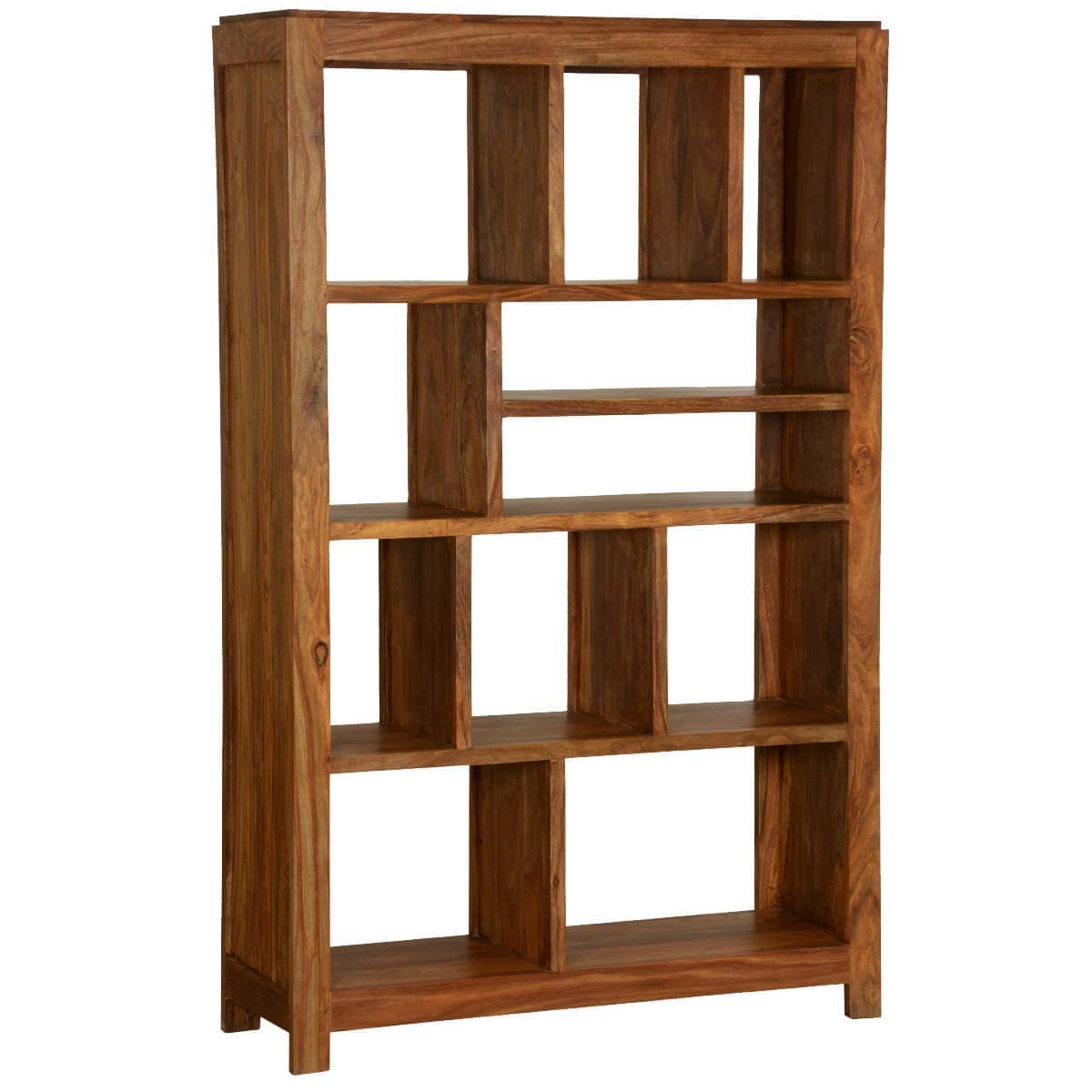 Woodmarwar Solid Sheesham Wood Book Shelf Wooden | Bookshelf for Home Library | Book Shelves Open Bookcase Books Rack | Display Unit Book Stand with 11 Open Shelf Storage for Office & Home | Honey Finish