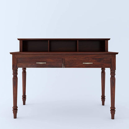 WoodMarwar Solid Sheesham Wood Study Table Workstation for Adult | Laptop Computer Desk 2 Drawer & Shelf Storage Table for Home & Office