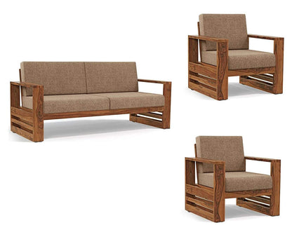Solid Sheesham Wood Sofa Set 5 Seater | Wooden Sofa Set | Sofa Set 3+1+1 | Sofa Sets for Living Room | Five Seater Sofa Set for Office & Lounge | Rosewood, Brown Finish