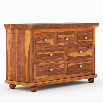 WoodMarwar Solid Sheesham Wood Chest of Drawer 7 Drawers Dresser for Home & Living Room
