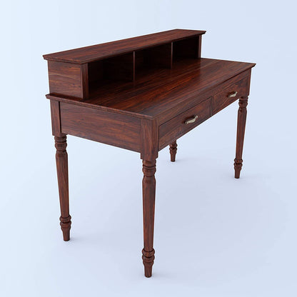 WoodMarwar Solid Sheesham Wood Study Table Workstation for Adult | Laptop Computer Desk 2 Drawer & Shelf Storage Table for Home & Office