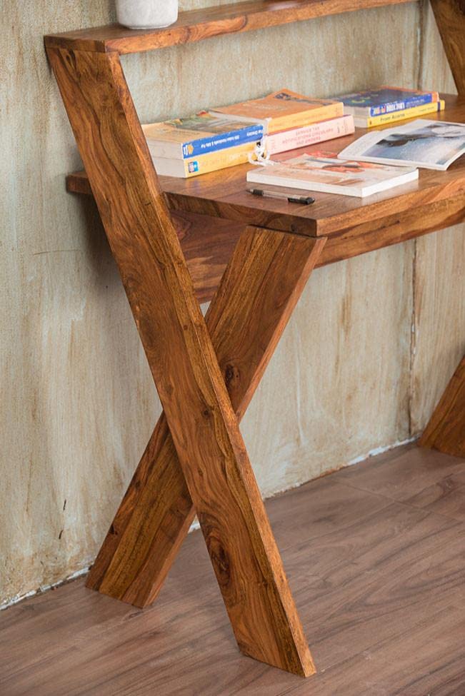 Woodmarwar Sheesham Wood Study Table Workstation for Adult | Laptop Computer Desk with Shelf Storage for Home & Office