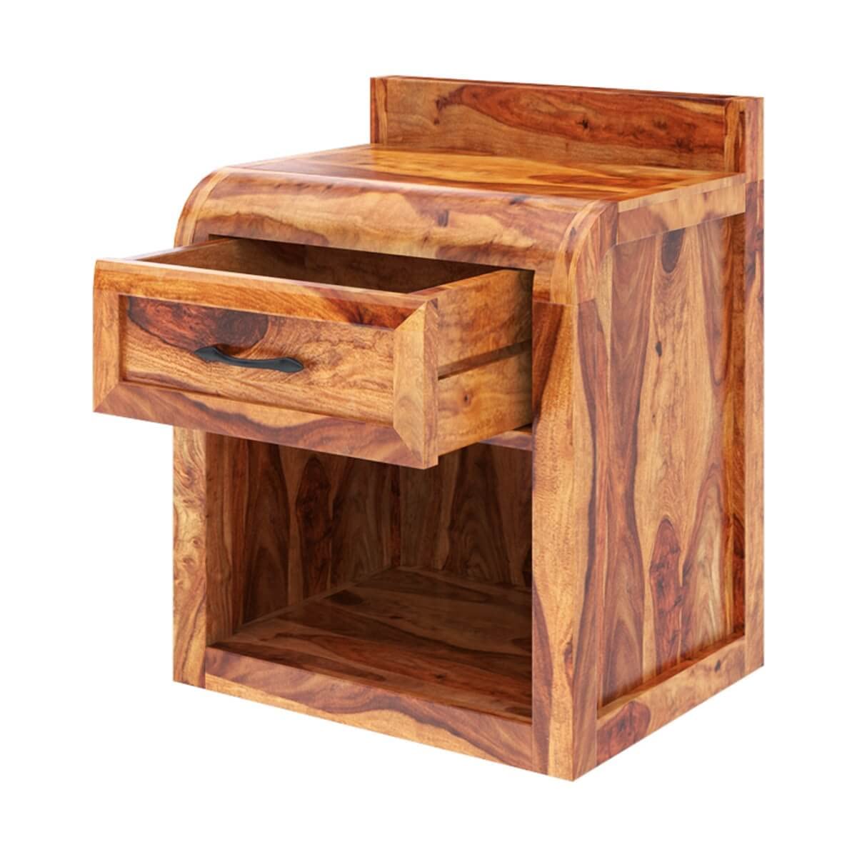 Woodmarwar Solid Sheesham Wood Bedside Table for Bedroom | Solid Pure Wooden Bed Side Nightstand End Table with 1 Drawer & 1 Open Shelf Storage for Home & Bed Room