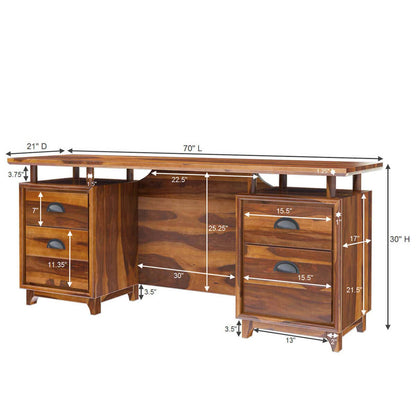 WoodMarwar Solid Sheesham Wooden Study Table with 4 Drawers & Open Shelf Storage Workstation for Home Office & Study Room | Solid Wooden Desk Writing Table | Laptop Computer Table for Adults | Meeting Office Table | Boss Table