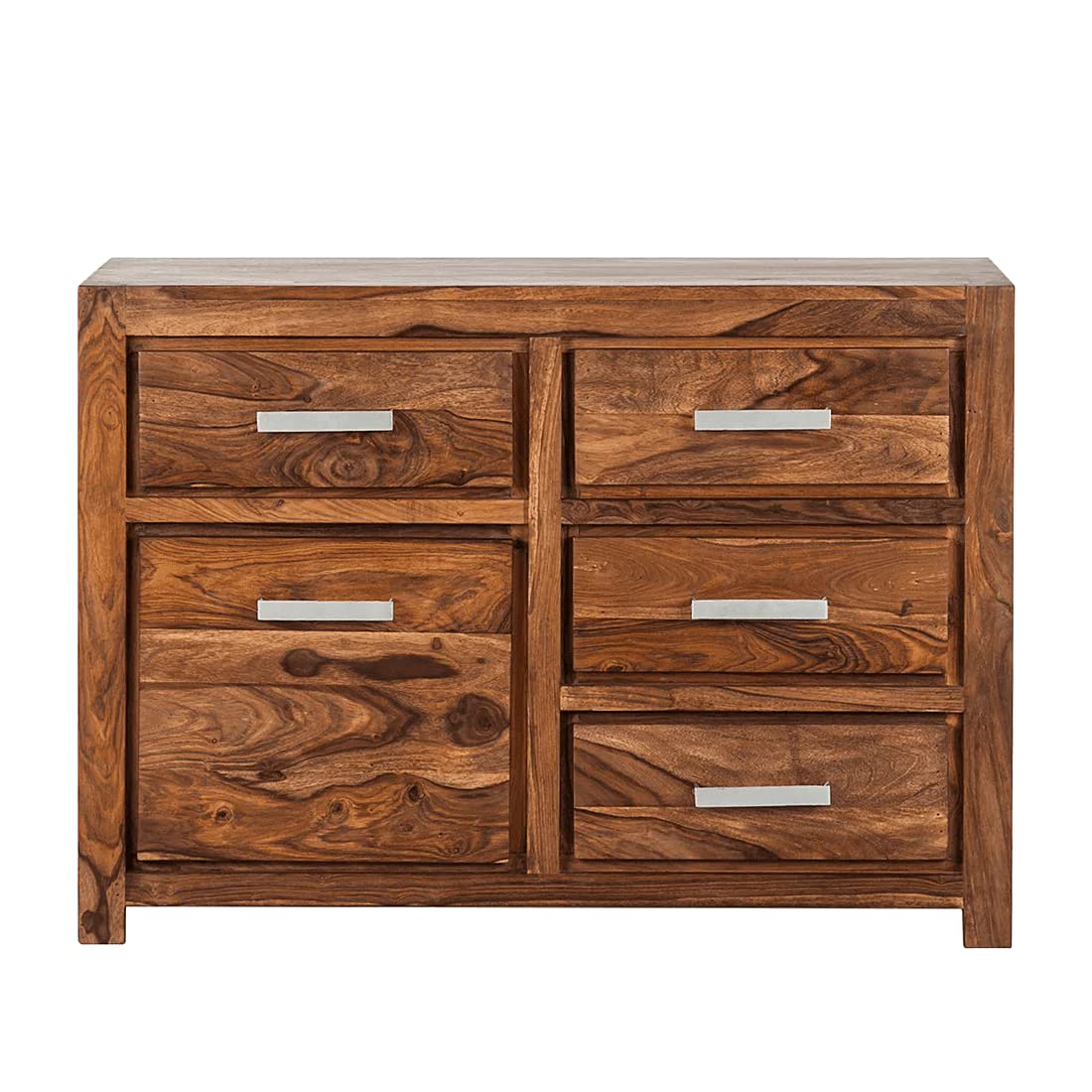 WoodMarwar Solid Sheesham Wood Chest of Drawer 5 Drawers Dresser for Home & Living Room
