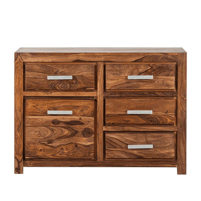 WoodMarwar Solid Sheesham Wood Chest of Drawer 5 Drawers Dresser for Home & Living Room