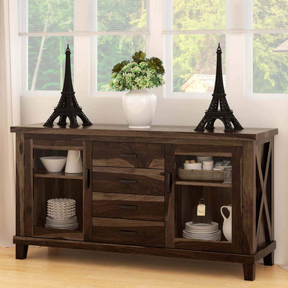 Woodmarwar Solid Sheesham Wood Sideboard With Storage for Living Room Furniture