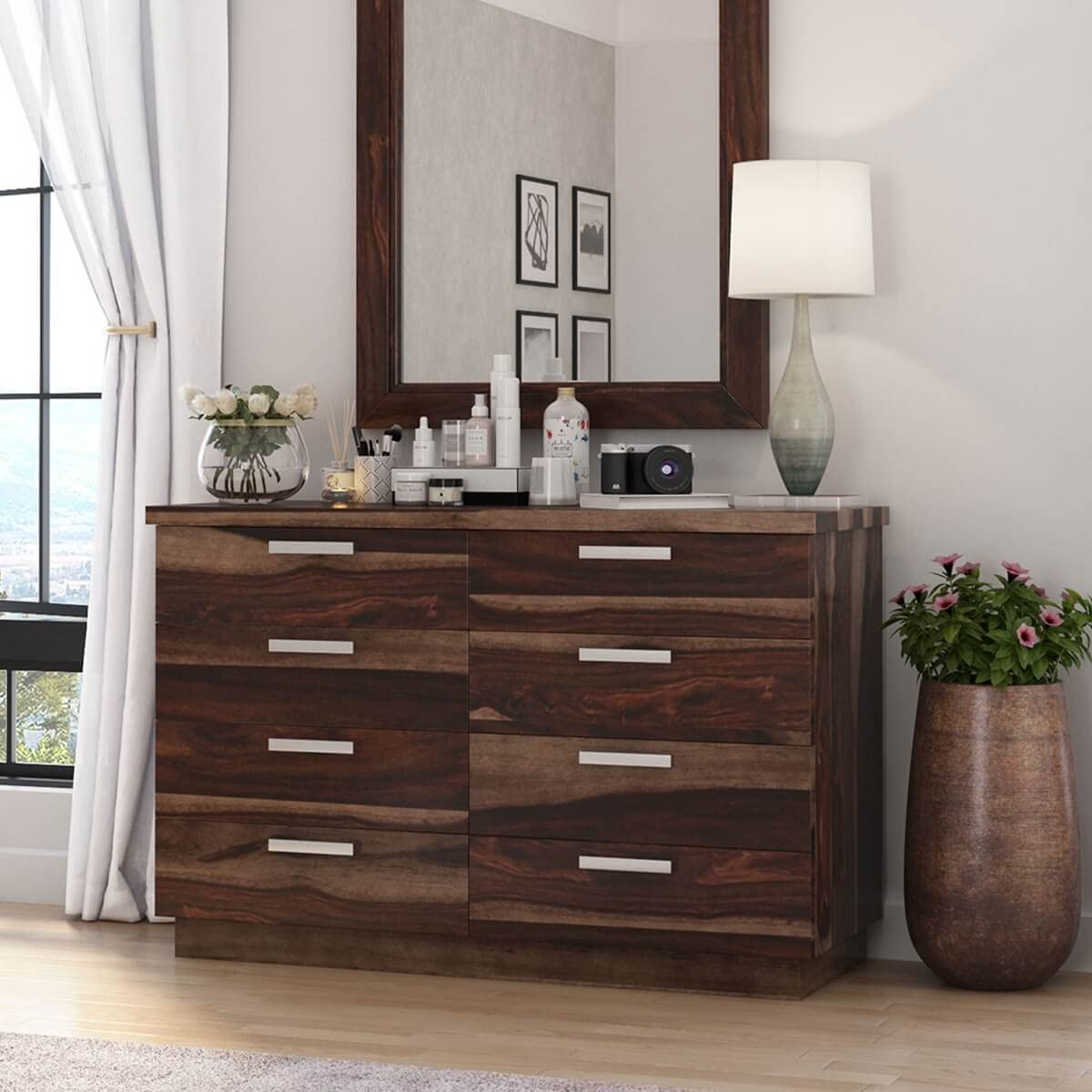WoodMarwar Solid Sheesham Wood Chest of Drawer 8 Drawers Dresser for Home & Living Room