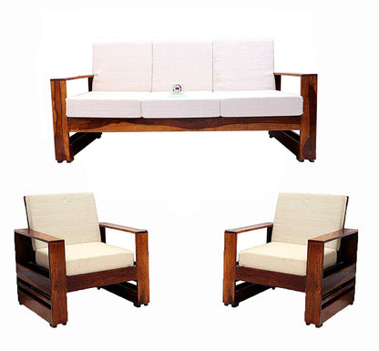 Solid Sheesham Wood Sofa Set 5 Seater | Wooden Sofa Set | Sofa Set 3+1+1 | Sofa Sets for Living Room | Five Seater Sofa Set for Office & Lounge | Rosewood, Natural Finish