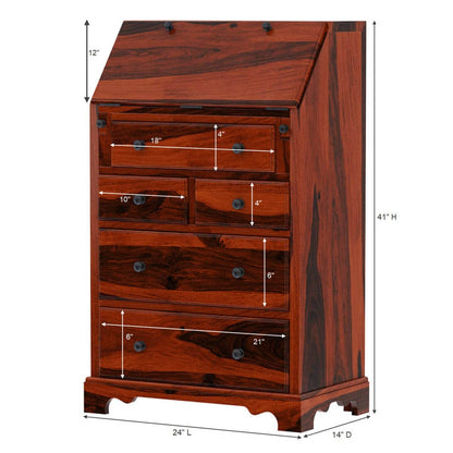 WoodMarwar Solid Sheesham Wood Chest of Drawer 7 Drawers Dresser for Home & Living Room