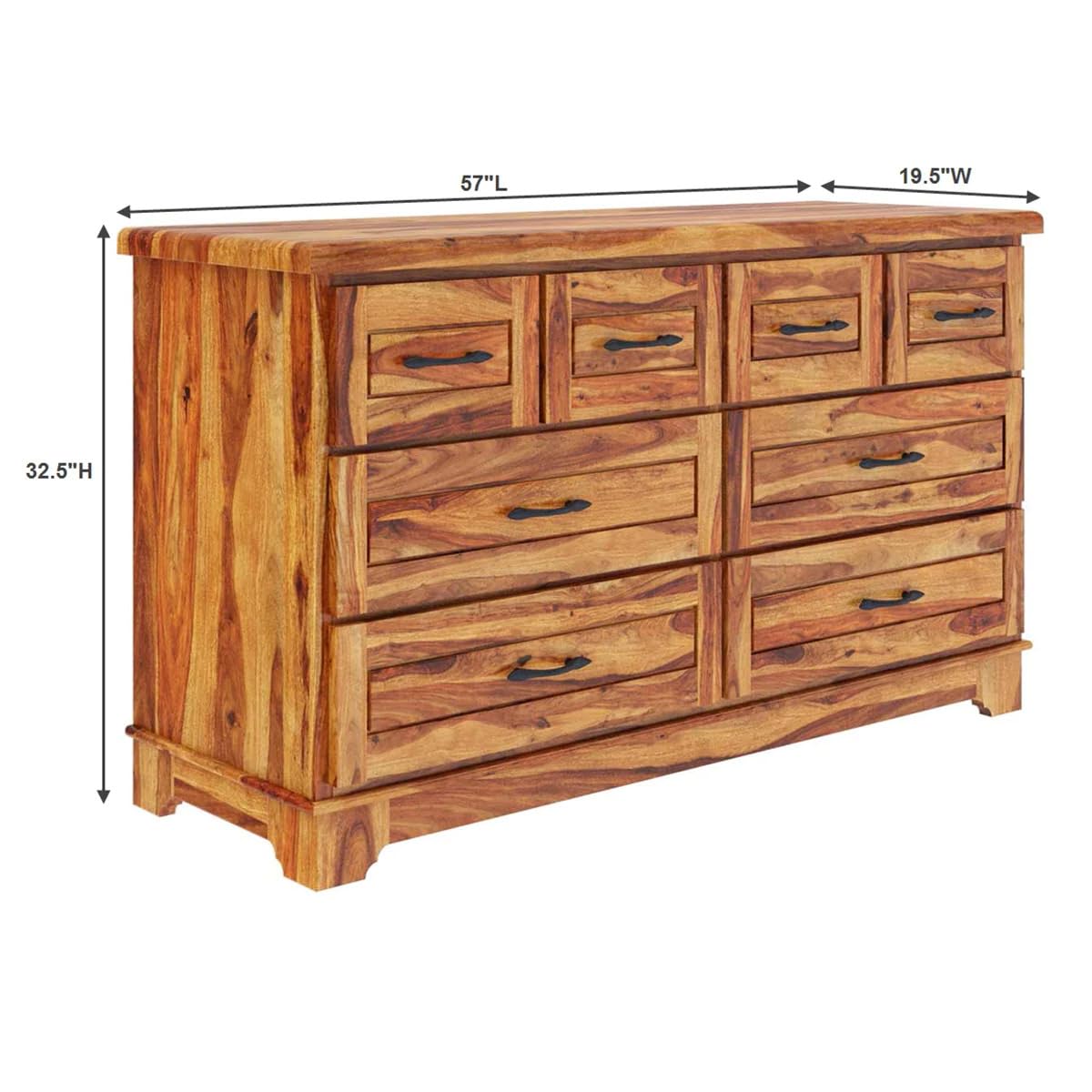 WoodMarwar Solid Sheesham Wood Chest of Drawer 8 Drawers Dresser for Home & Living Room