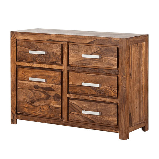WoodMarwar Solid Sheesham Wood Chest of Drawer 5 Drawers Dresser for Home & Living Room