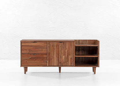 Woodmarwar Solid Acacia  Wood Entertainment Tv Unit With Storage Honey Finish For Home & Office Furniture