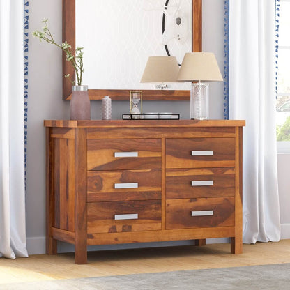 WoodMarwar Solid Sheesham Wood Chest of Drawer 6 Drawers Dresser for Home & Living Room
