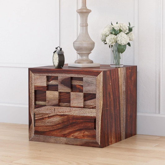 Woodmarwar Solid Sheesham Wood Bedside Table for Bedroom | Solid Wood Bed Side Nightstand End Table with 1 Drawer & 1 Door Cabinet Storage for Home & Bed Room
