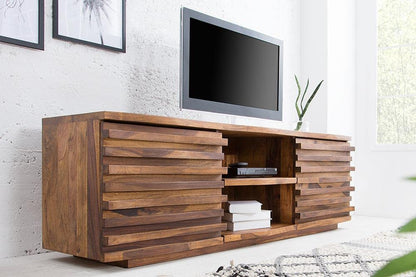 Woodmarwar Solid Sheesham Wood Entertainment Tv Unit With Storage Honey Finish For Home & Office Furniture