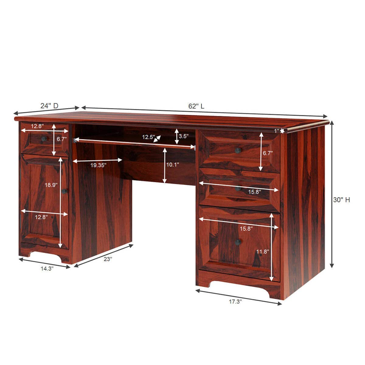 WoodMarwar Solid Sheesham Wood Study Table for Adults | Wooden Workstation Computer Desk with Hutch, 4 Drawer & Open Shelf Storage for Home, Office & Study Room