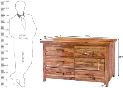 WoodMarwar Solid Sheesham Wood Chest of Drawer 6 Drawers Dresser for Home & Living Room