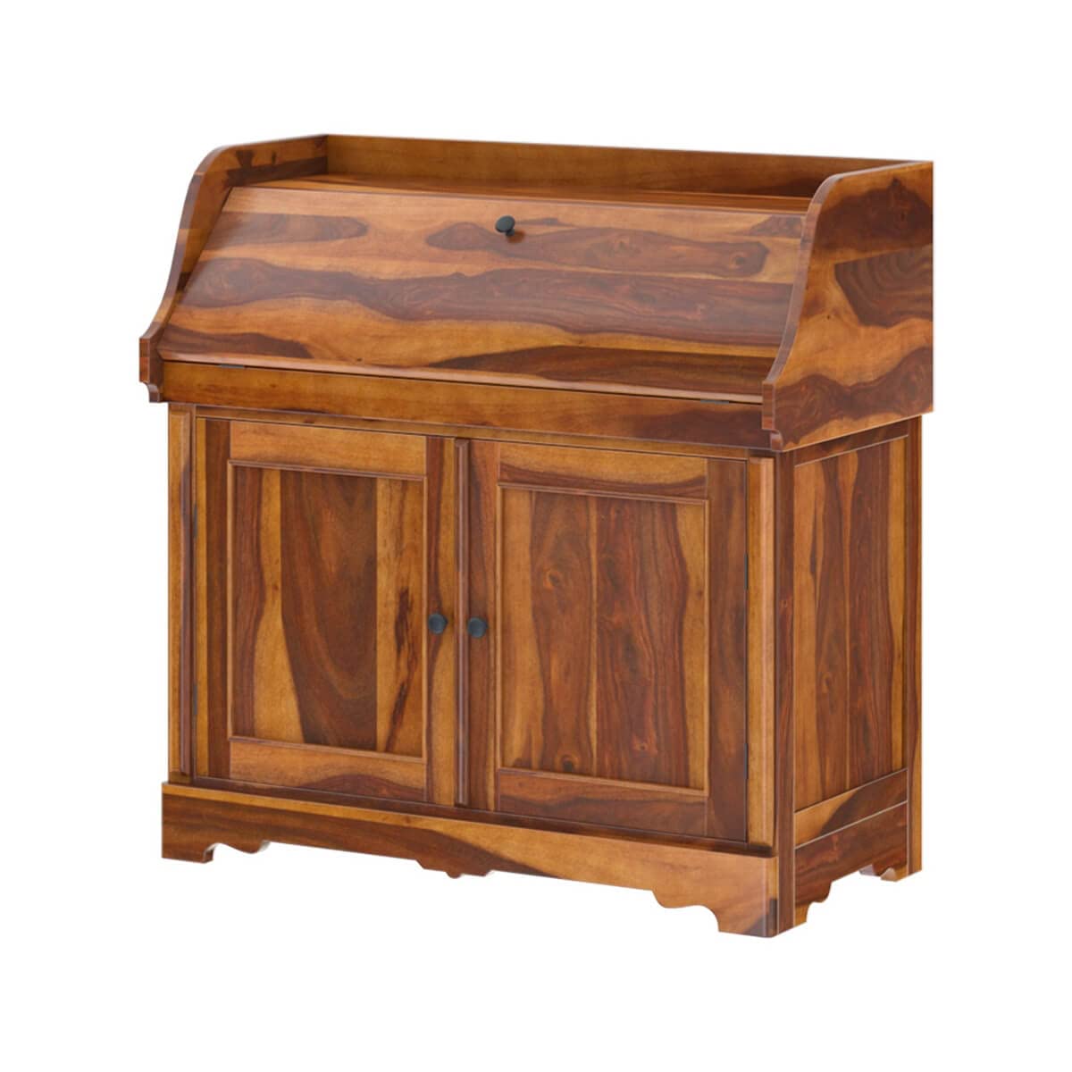 Woodmarwar Solid Sheesham Wood Study Table for Adults | Wooden Storage Cabinet Workstation Computer Desk with Hutch, 2 Door Cabinet Storage for Home, Office & Study Room