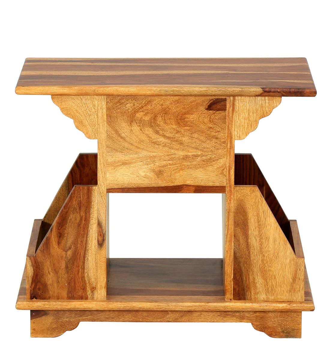 Woodmarwar Solid Sheesham Wood Bedside Table for Bedroom | Solid Wood Bed Side Nightstand End Table with Magazine Holder, 2 Drawer & Shelf Storage for Home & Living Room