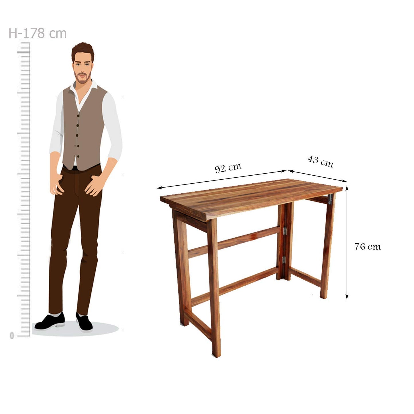 Woodmarwar Sheesham Wood Writing Study Desk for Adults & Students | Solid Wood Foldable Laptop Computer Table Without Storage for Home & Office