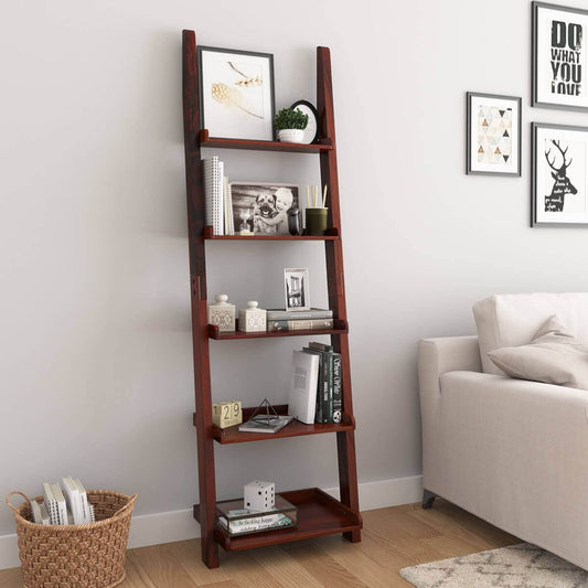 WoodMarwar Sheesham Wood Book Shelf /Bookcase For Living Room Corner Bookcase for Home Decor & Office