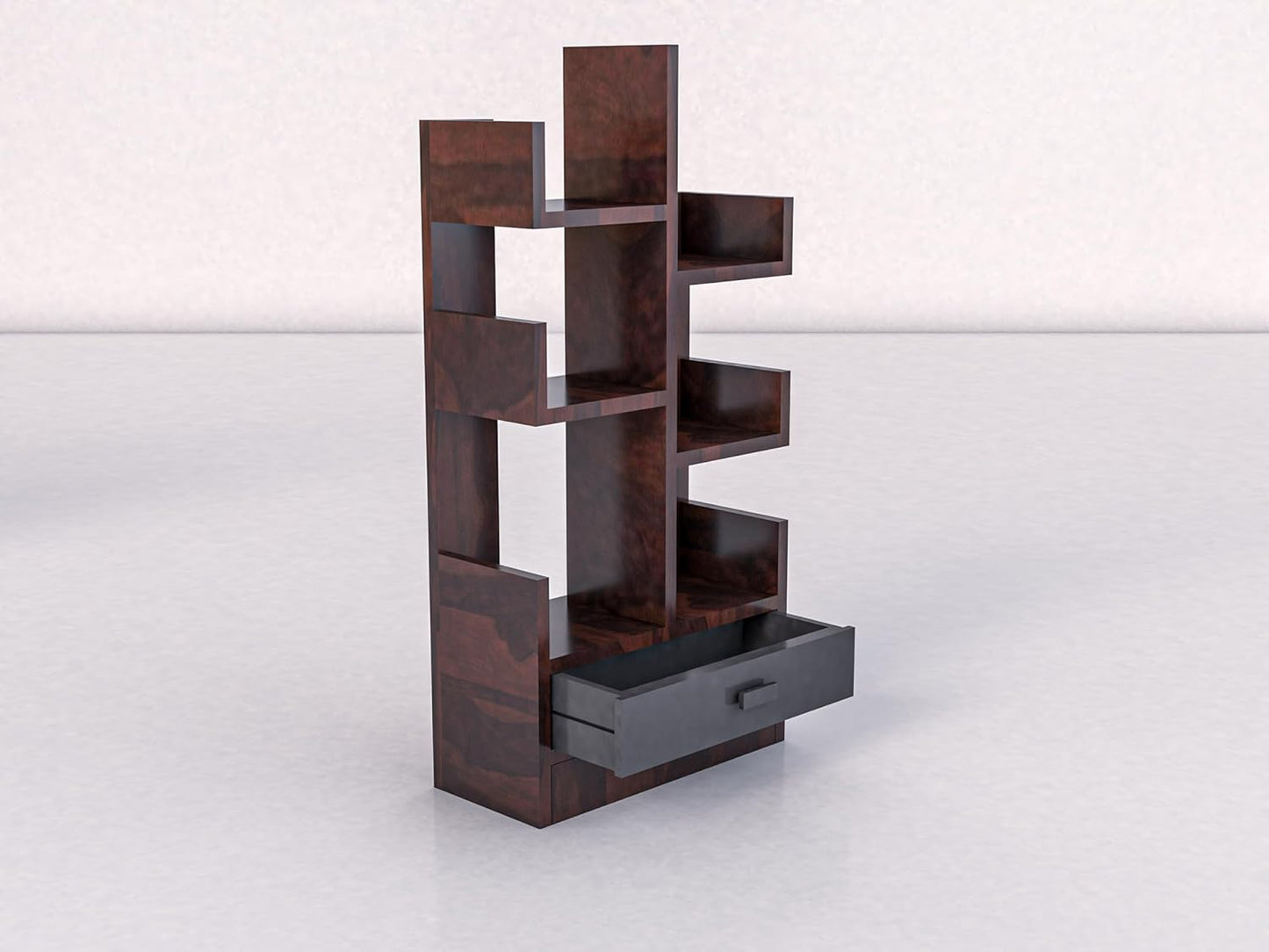 WoodMarwar Sheesham Wood Book Shelf With Two Drawer /Bookcase For Living Room Corner Bookcase for Home Decor & Office