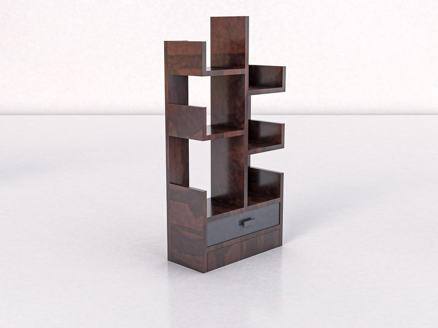 WoodMarwar Sheesham Wood Book Shelf With Two Drawer /Bookcase For Living Room Corner Bookcase for Home Decor & Office