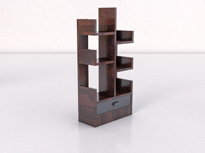WoodMarwar Sheesham Wood Book Shelf With Two Drawer /Bookcase For Living Room Corner Bookcase for Home Decor & Office
