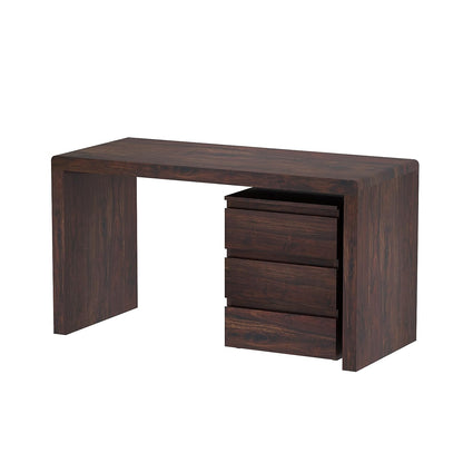 WoodMarwar Solid Sheesham Wood Study Table Workstation for Adult | Laptop Computer Desk with 3 Drawer Storage for Home & Office