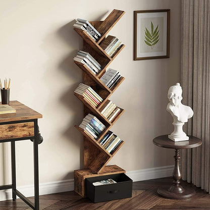 WoodMarwar Sheesham Wood Book Shelf /Bookcase For Living Room Corner Bookcase for Home Decor & Office