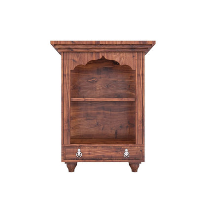 Woodmarwar Solid Sheesham Wood Pooja Mandir for Home | Solid Wooden Temple for Puja Room with 1 Drawer Storage | Pooja Ghar Wooden Furniture for Pooja Room | Pooja Mandap