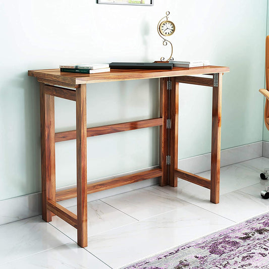 Woodmarwar Sheesham Wood Writing Study Desk for Adults & Students | Solid Wood Foldable Laptop Computer Table Without Storage for Home & Office