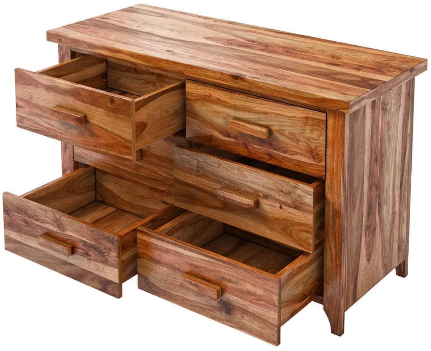 WoodMarwar Solid Sheesham Wood Chest of Drawer 6 Drawers Dresser for Home & Living Room