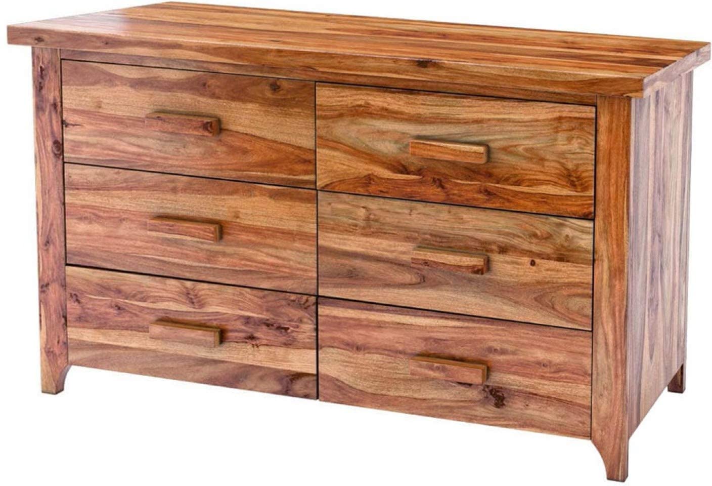 WoodMarwar Solid Sheesham Wood Chest of Drawer 6 Drawers Dresser for Home & Living Room