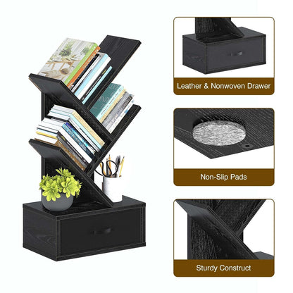 WoodMarwar Sheesham Wood Book Shelf /Bookcase For Living Room Corner Bookcase for Home Decor & Office