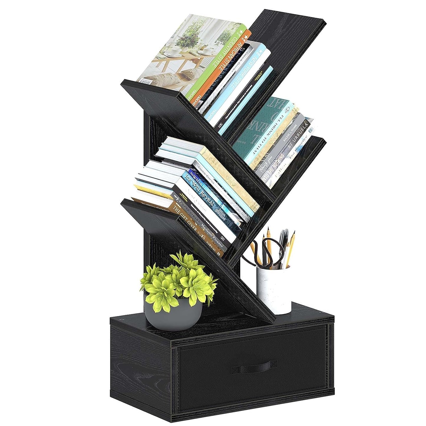 WoodMarwar Sheesham Wood Book Shelf /Bookcase For Living Room Corner Bookcase for Home Decor & Office