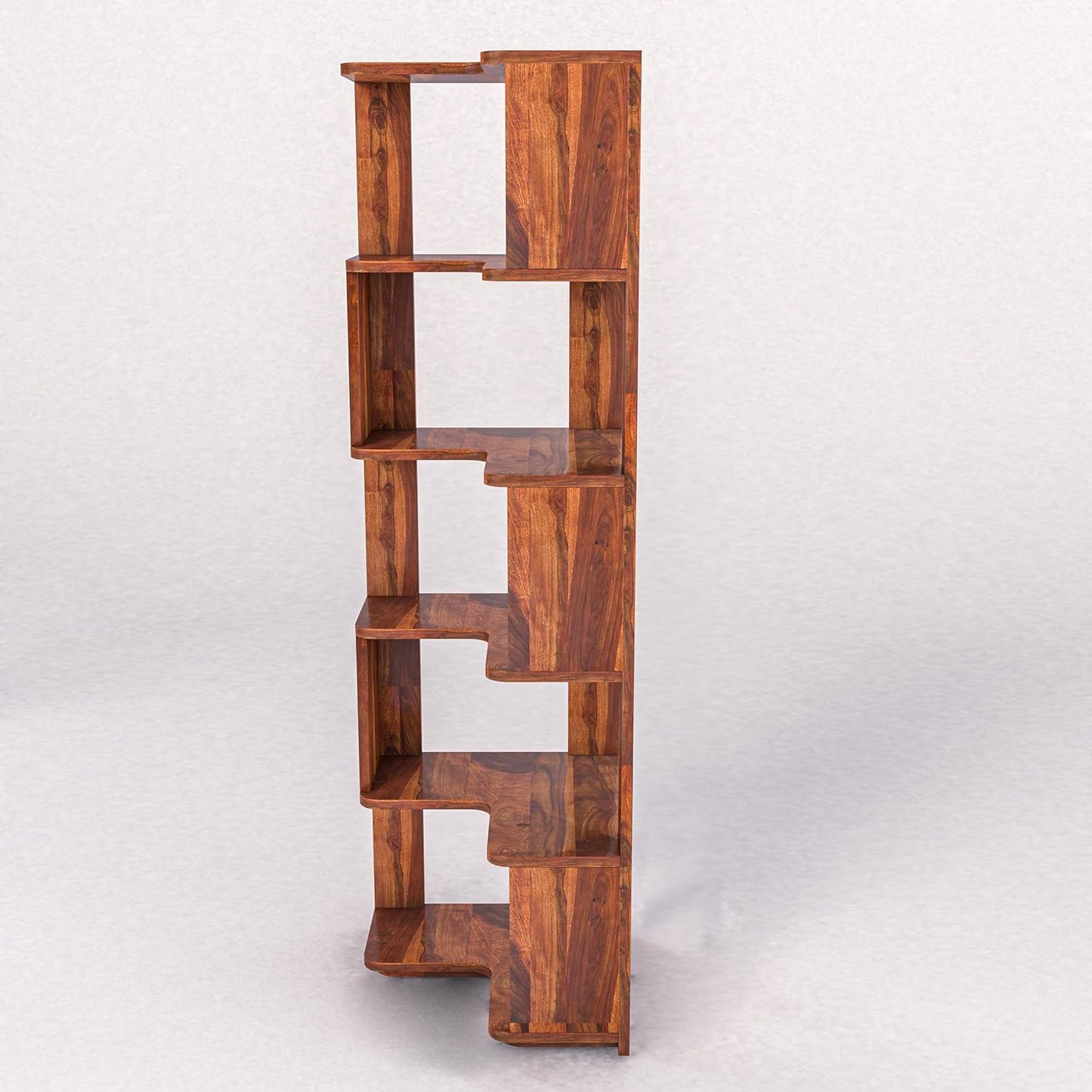 WoodMarwar Sheesham Wood Book Shelf /Bookcase For Living Room Corner Bookcase for Home Decor & Office