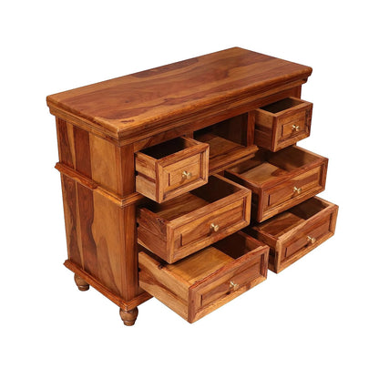 WoodMarwar Solid Sheesham Wood Chest of Drawer 6 Drawers & One Shelf Dresser for Home & Living Room