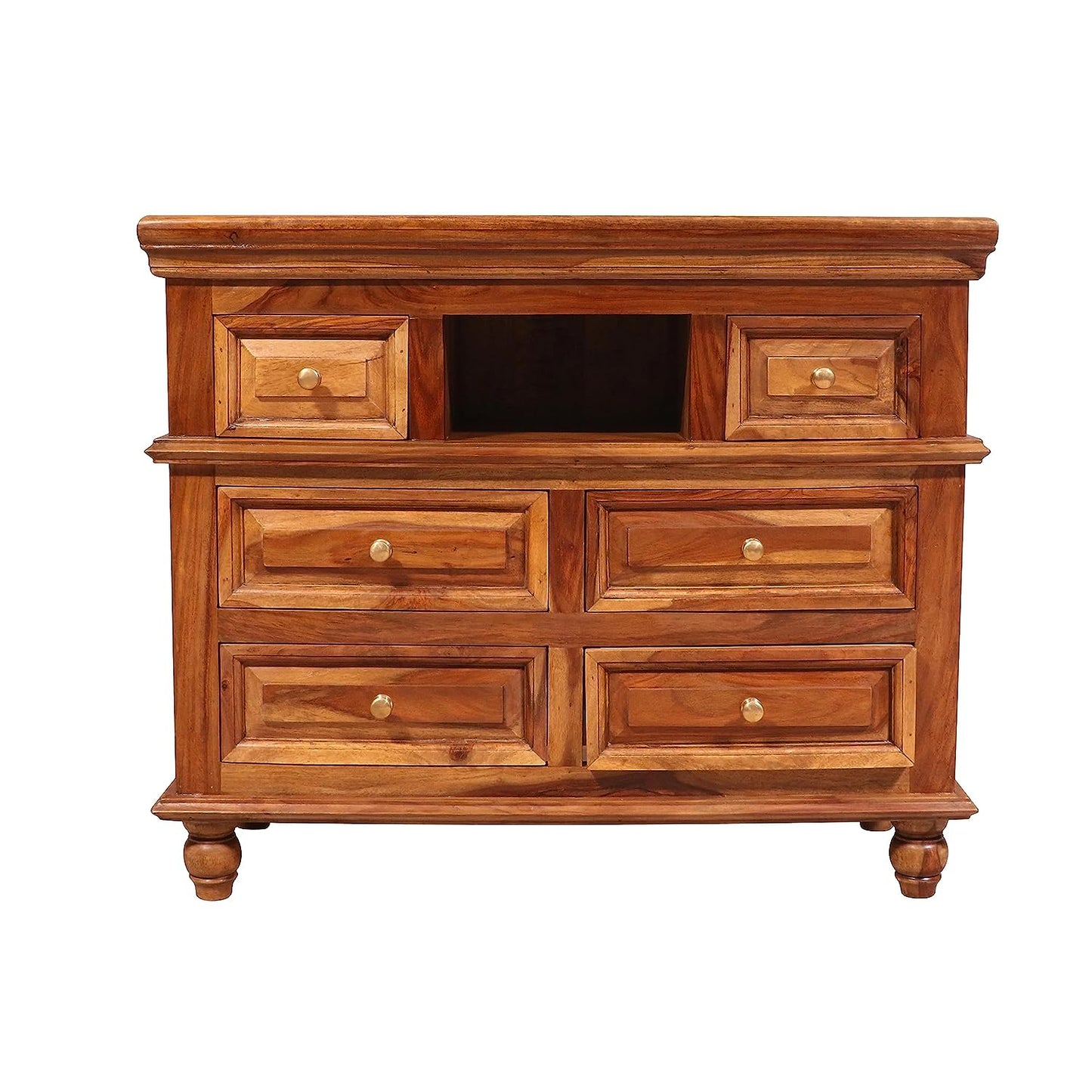 WoodMarwar Solid Sheesham Wood Chest of Drawer 6 Drawers & One Shelf Dresser for Home & Living Room