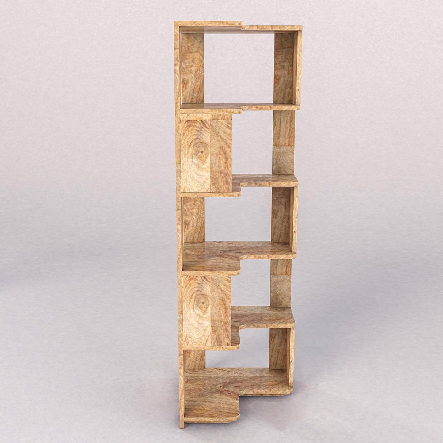 WoodMarwar Sheesham Wood Book Shelf /Bookcase For Living Room Corner Bookcase for Home Decor & Office