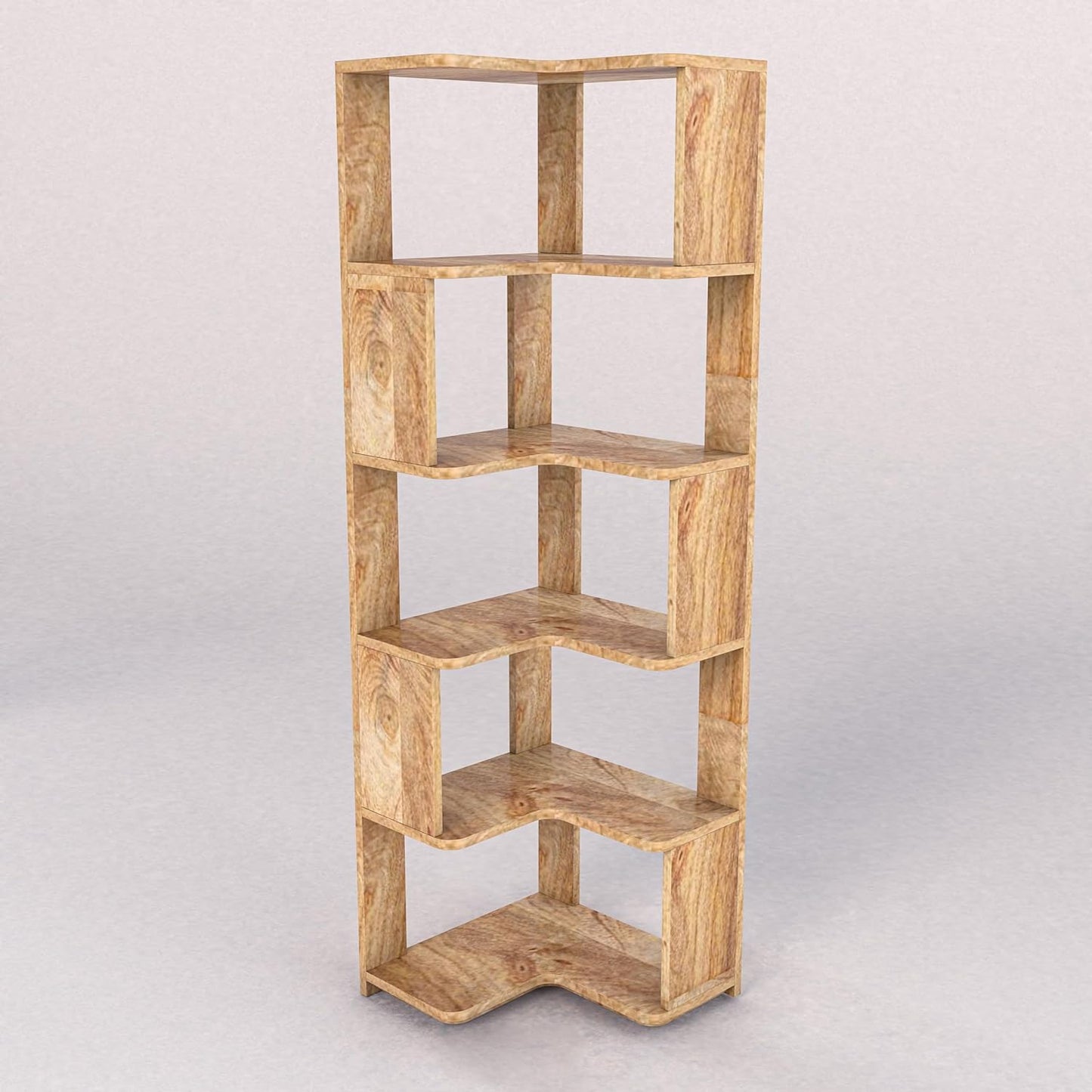 WoodMarwar Sheesham Wood Book Shelf /Bookcase For Living Room Corner Bookcase for Home Decor & Office