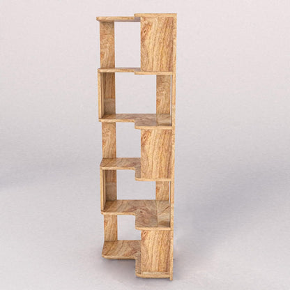 WoodMarwar Sheesham Wood Book Shelf /Bookcase For Living Room Corner Bookcase for Home Decor & Office