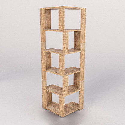 WoodMarwar Sheesham Wood Book Shelf /Bookcase For Living Room Corner Bookcase for Home Decor & Office